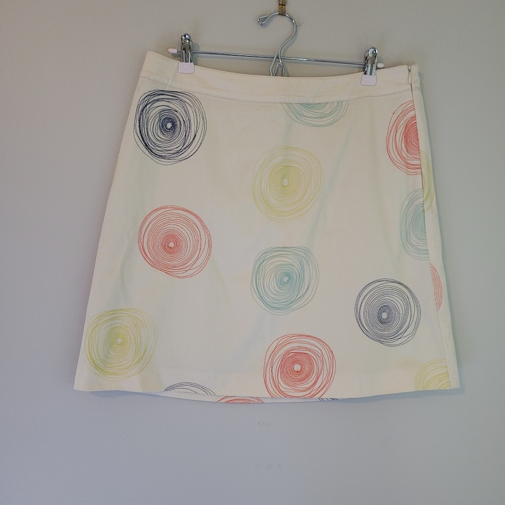 Boden Cream A-Line Embroidered Skirt